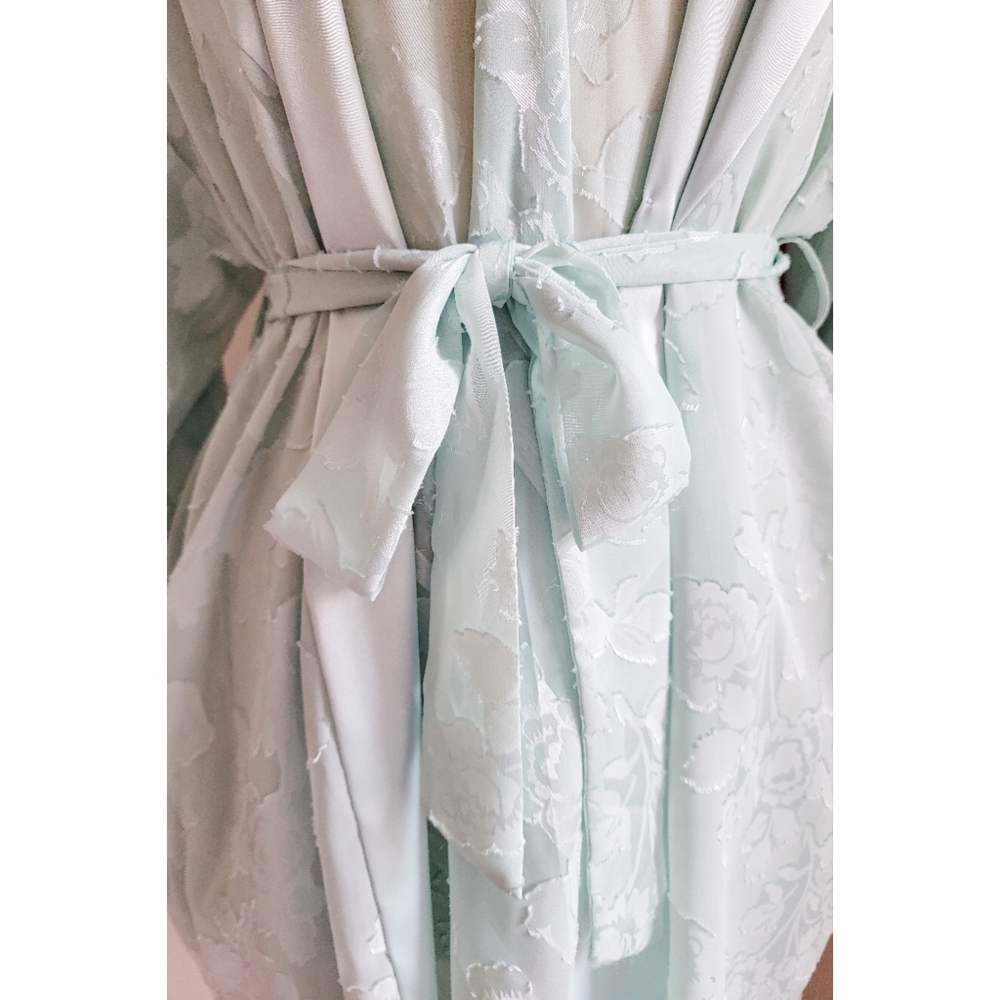 Vintage Sheer Floral Two Piece Robe & Slip Matching Set L.A. Intimates Nightgown - Picture 4 of 16